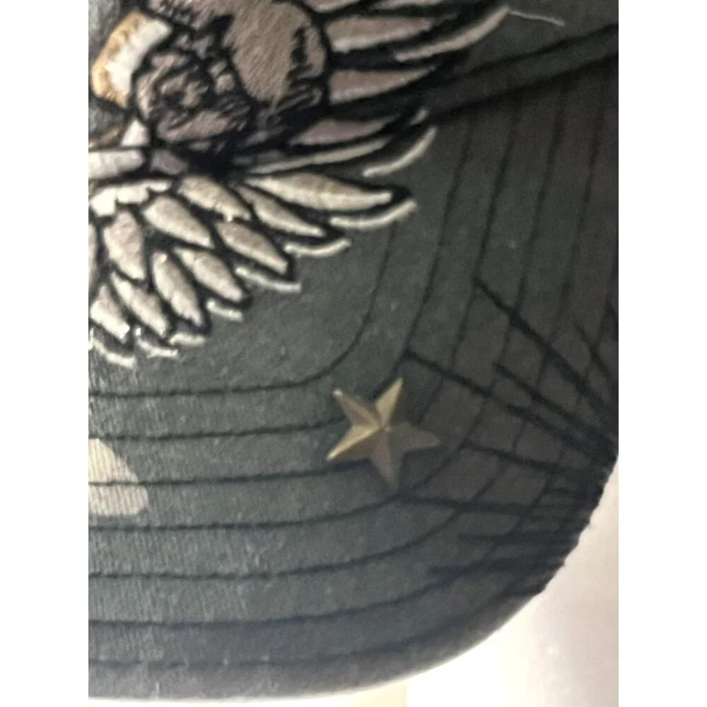 Miami Ink Embroidered Camo Y2K Wings Knife Heart Snap Back Baseball Cap Vintage - Picture 6 of 14